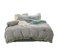 SLOPSS Pink King Size Duvet 4 Pcs Bedding Set Double Bed Flannel Fleece Super Soft Warm Cosy Thick Quilt Cover Sets Flat Sheet Twin (C Queen)