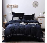 SLOPSS Purple Duvet Bedding Set Bed Quilt Cover Sets Flat Sheet Twin King Double Size Soft Warm Flannel Thick Gray Green (Blue Queen)