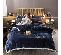 SLOPSS Purple Winter Bedding Bed Duvet Set Quilt Cover Sets Flat Sheet Twin King Double Size Soft Warm Flannel Red Green (Blue Full)