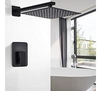 SLOPSS Robinet de Douche de Salle de Bain Ensemble Matt Black Shower Head with Shower Spray Spray Spray Hot and Cold Water Bath Taps / 12 Pouces