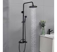 SLOPSS Robinet de Douche Mural Ensemble 8 Pouces Précipitant la tête de Douche à Main du Bain de Douche à Main Chaude à Eau Froide mélange Robinet-Huile frottée Bronze B, Bronze frotté à l'huile