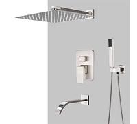 SLOPSS Robinet de Salle de Bain Nickel brossé Piste de Douche de Douche Douche Robinet Mural Baignoire Baignoire mélangeur de Bain puise