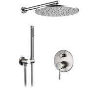 SLOPSS Robinets, Douche à LED, Pots de Douche 8-12 "Poudeur de précipitations, brossage PVD Plume en Laiton Valve de divertisseur Tapis avec Douche à Main Douche Boucheur Bouchette Bouchette