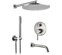 SLOPSS Robinets, Douche à LED, robinets de Douche 8-12 "Pouche de Pluie, brossage PVD Plume en Laiton Valve de divertisseur Tapis avec Douche à Main Douche Boucheur Bouchette Bouchette Bélangeur