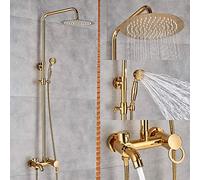 SLOPSS Salle de Bain Douche de Douche Robinet Bath Bath Shower Mixer Tap 8 Pouces Précipitant la tête du système de Douche de Baignoire Robinet avec Mur de pulvérisation à Main (Or)