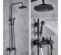 SLOPSS Salle de Bain Set Set Robinet Bath Bath Shower Mixer Tap 8 Pouces Précipitant la tête de la tête du système de Douche Robinet avec Mur de pulvérisation à Main (Bronze Noir A1)