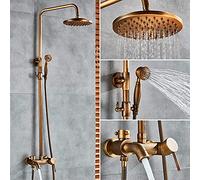 SLOPSS Salle de Bain Set Set Robinet Bath Bath Shower Mixer Tap 8 Pouces Précipitant la tête de la tête du système de Douche Robinet avec Mur de pulvérisation à Main (Laiton Antique)
