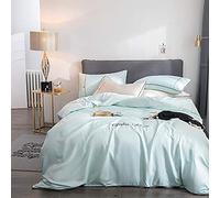 SLOPSS Set Pink Bedding Sets Duvet Covers Double Bed Quilt Cover Flat Sheet Soft Silky Luxury Satin Twin (Color Size : King) (Green Full)