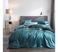 SLOPSS Set Silk Bedding Sets Duvet Covers Bed Quilt Cover Flat Sheet Soft Silky Luxury Full Satin Twin (Color Size : Double) (Green King)