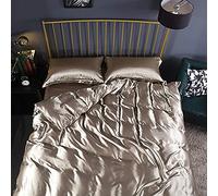 SLOPSS Sets 4pcs Silk Bedding Satin Luxury Queen King Size Set Duvet Quilt Cover Linen Pillowcase Single Double Bedclothes-Camel_2.0m (Camel 1.2m Bed)