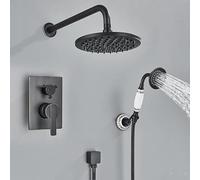 SLOPSS Shower Sets for Bathroom Retro Antique Brass Shower Faucet Black Bronze Concealed Shower Set Rainfall Shower with Handheld Shower Bath Shower Mixer Oil Rubbed Bronze