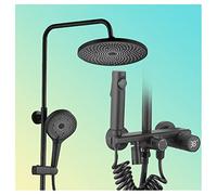 SLOPSS Shower, Shower Faucet Set with ABS Rainfall Shower Head, 3 Functions Handheld, Bidet Sprayer, 360° Rotate Tub Spout Shower Fixtures,Black,30cm Round