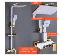 SLOPSS Shower System DisplayThermostatic Black Bath and Shower Faucet Set Bathtub Tap with Bathroom Shelf Water Flow Produces Electricity,Sprinkler
