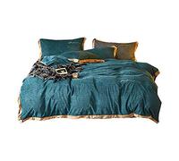SLOPSS Size Blue Covers Red Winter Bedding Bed Double Duvet Set Quilt Cover Sets Flat Sheet Soft Warm Flannel Twin (Green King)