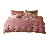 SLOPSS Size Blue Covers Red Winter Bedding Bed Double Duvet Set Quilt Cover Sets Flat Sheet Soft Warm Flannel Twin (Pink King)