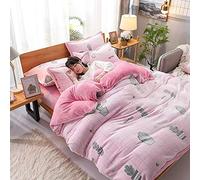 SLOPSS Size White Double Covers Winter Duvet Quilt Cover Flat Sheet Bedding Set Sets Soft Warm Flannel Thick Twin (D King)
