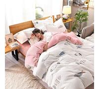 SLOPSS Size White Double Covers Winter Duvet Quilt Cover Flat Sheet Bedding Set Sets Soft Warm Flannel Thick Twin (A King)