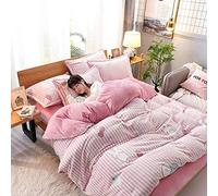 SLOPSS Size White Double Covers Winter Duvet Quilt Cover Flat Sheet Bedding Set Sets Soft Warm Flannel Thick Twin King (E Queen)
