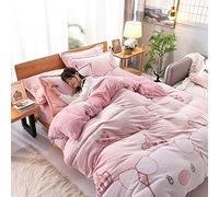 SLOPSS Size White Double Covers Winter Duvet Quilt Cover Flat Sheet Bedding Set Sets Soft Warm Flannel Thick Twin (B King)
