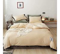 SLOPSS Soft Warm Flannel Covers Winter Bedding Duvet Set Quilt Cover Sets with Pillowcases (Color Size : Double) (Beige Full)