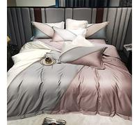 SLOPSS Spring and Summer Silk Cotton Four-Piece Contrast Stitching Quilt Cover Sheet Silky Bedding Size (Color 3 1.5m)
