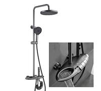 SLOPSS Système de Douche à clé de Piano Thermostatique, Ensemble de robinets de Douche Gris, Ensemble de Combo de Douche de 4 façons avec Pomme de Douche de 10 Pouces, Bec de Baignoire, pulvérisateur