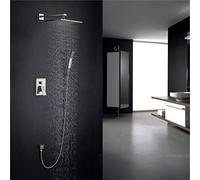 SLOPSS Système de Douche Antique Cascade avec Douche à Main Brossed Nickel Down Robinet Set Wall Mounts de 8 Pouces Spray Ceramic Valve Salle de Bain Fauce de Douche, Ed-A