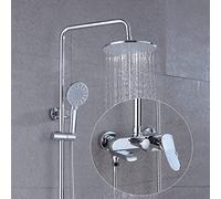 SLOPSS Système de Douche avec Baignoire, Robinet de Douche Mural Ensemble pour Salle de Bain, mélangeur de Douche à Manche Unique à 3 Fonctions avec Pomme de Douche Spray à Main, Chrome.Chrome-a