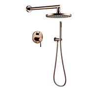 SLOPSS Système de Douche de Douche Cachette Rose Gold Shower Robinet Ensemble avec pulvérisateur à Main Pomme de Douche Ronde de Douche de Douche Ensemble de Douche à poignée Unique