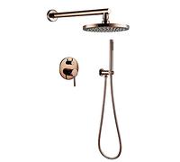 SLOPSS Système de Douche de Douche Cachette Rose Gold Shower Robinet Ensemble avec pulvérisateur à Main Pomme de Douche Ronde de Douche de Douche Ensemble de Douche à poignée Unique