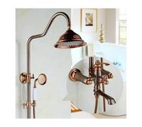 SLOPSS Système de Douche en Laiton Antique avec Bec de Baignoire, Ensemble de Robinet de Douche Bronze Brun Complet Complet, Pomme de Douche de Pluie avec Spray à Main, Ensemble de Douche, Double