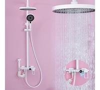 SLOPSS Système de Douche, Jeu de Douche d'affichage numérique à LED Intelligent, Montage Mural Fourn Fonction Robinet de Douche, Boucle de Douche à Manche en Laiton avec Douche à Main Portable,
