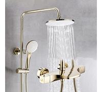 SLOPSS Système de Douche, Thermostatic Gold Luxury Shower Taps Set Set en Laiton Diverter Bascad Falkfall Dow