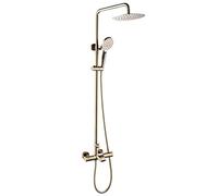 SLOPSS Système de Douche, Thermostatic Gold Luxury Shower Taps Set Set en Laiton Diverter Bascall Waterfall Falkfall Douche avec Piste de Douche de 10 Pouces Coup de Poils, Ensemble de Douche Mural,