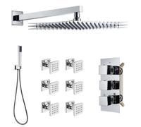 SLOPSS Système de Robinet de Douche thermostatique LED Précipitant la Douche de Douche Massage Massage mélange Robinet sans LED 8 Pouces, sans LED 12 Pouces (Mur)