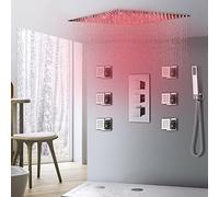 SLOPSS Système de Robinet de Douche thermostatique LED Précipitant la Douche de Douche Massage Massage mélange Robinet sans LED 8 Pouces, 16 Pouces LED