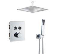 SLOPSS Thermostatique de Douche de Salle de Bain Robinet pluvieux tête de Douche Mur Mural Baignoire mélangeur de Baignoire de Baignoire