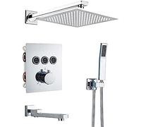 SLOPSS Thermostatique de Douche de Salle de Bain Robinet pluvieux tête de Douche Mural Baignoire mélangeur de Baignoire de Baignoire de Bain de Douche