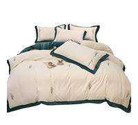 SLOPSS Thickened Milk Four-Piece Set of Autumn and Winter Floral Embroidery Quilt Cover Warm Coral Velvet Bedding (Color Size : (A 1.8m)