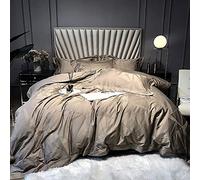 SLOPSS Twin Bed Duvet Bedding Set Egyptian Cotton Double King Size pcs White Gray Green Quilt Cover Flat Sheet 270 cm+2 Pillowcases (Champagne Full)