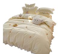 SLOPSS Washed Four-Piece Set Cute Three-Dimensional Bear Pure Cotton Quilt Cover Sheet Soft Bedding (Color Size : (7piece Suit 1.8m)