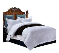 SLOPSS White 100% Cotton Duvet Covers Bedding Set Quilt Cover Flat Sheet Pillowcases Twin Double Size Bed Suitable for Hotels Home 220×240cm (King)