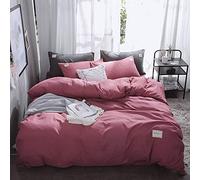 SLOPSS White Covers Pieces Twin Double King Size Quilt Flat Sheet Pillowcases Super Soft Bedding 4 Piece Set Duvet Cover (Pink Queen)