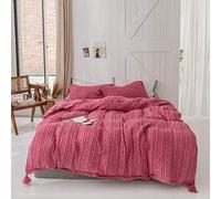 SLOPSS Winter Setbedding Yellow Duvet 4 Pcs Bedding Set Double Bed Quilt Cover Sets Flat Sheet Twin Thicken Flannel Super Soft Warm Co (Pink King)