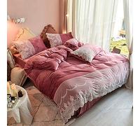 SLOPSS Winter Warm Flannel Covers Super Soft Bedding Sets Duvet Set Quilt Cover with Flat Sheet and Pillowcases (Color Size : Double) (Purple Full)