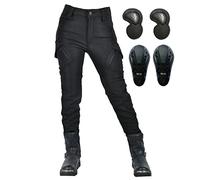SLOPSS Womens Motorcycle Trousers,Ladies Fleece Thicken Stretch Protective Motorbike Pants Armoured Riding Motocross Racing Pants with 4 Removable Armour