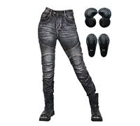 SLOPSS Womens Motorcycle Trousers,Ladies Kevlar Lined Protective Motorbike Jeans Armoured Riding Motocross Racing Stretch Pants with 4 Removable Armour