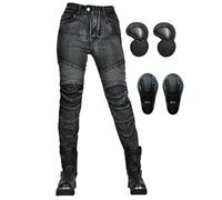 SLOPSS Womens Motorcycle Trousers,Ladies Motorbike Protective Jeans Armoured Riding Motocross Stretch Racing Pants with Multi-Pockets and 4 Removable Armour