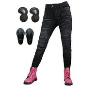 SLOPSS Womens Motorcycle Trousers,Stretch Ladies Motorbike Protective Jeans Armoured Riding Motocross Racing Pants with 4 Removable Knee Hip Pads