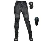 SLOPSS Womens Motorcycle Trousers,Summer Mesh Breathable Ladies Motorbike Protective Jeans Stretch Armoured Riding Motocross Racing Denim Pants with Removable Armour